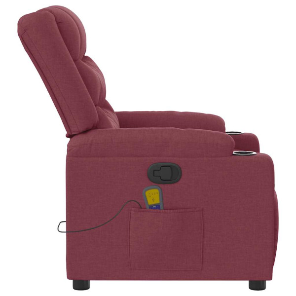 Poltrona de massagens reclinável tecido vermelho tinto M 4
