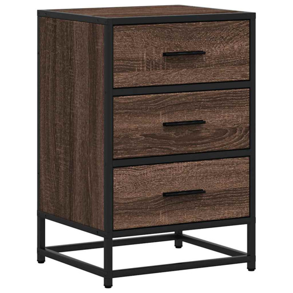 Mesa de cabeceira carvalho castanho 40x34.5x60 cm madeira metal M 2