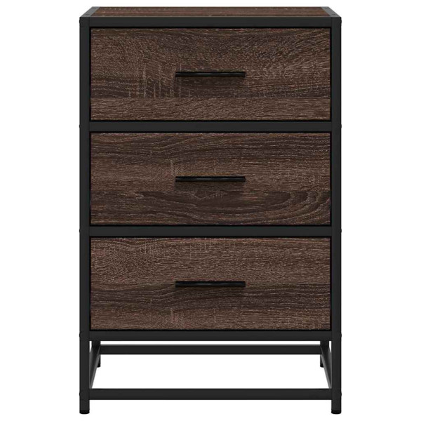 Mesa de cabeceira carvalho castanho 40x34.5x60 cm madeira metal M 5