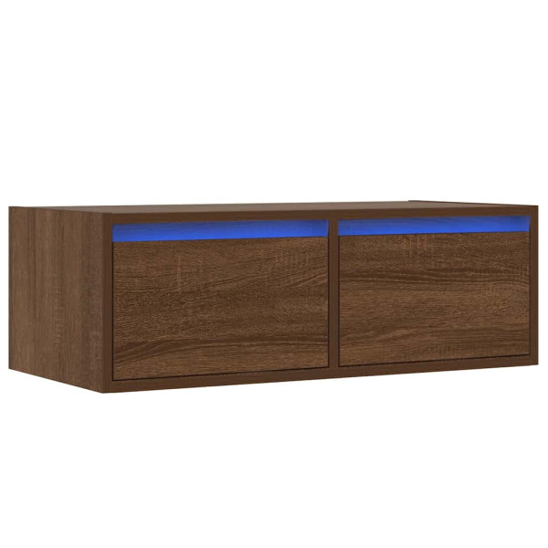 Mueble de TV con luces LED roble marrón 75x35.5x25 cm M 3