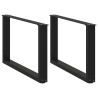 Pés para mesa de centro em formato de U. 2 peças. preto. 60x (42-43) cm. aço 1