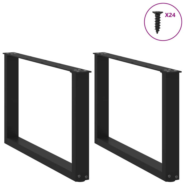 Pés para mesa de centro em formato de U. 2 peças. preto. 60x (42-43) cm. aço M 3
