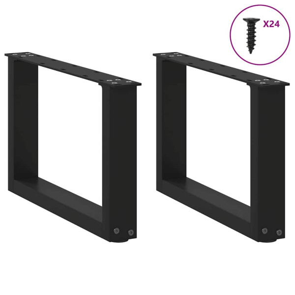 Pés para mesa de centro em formato de U. 2 peças. preto. 50x(30-31) cm. aço M 3