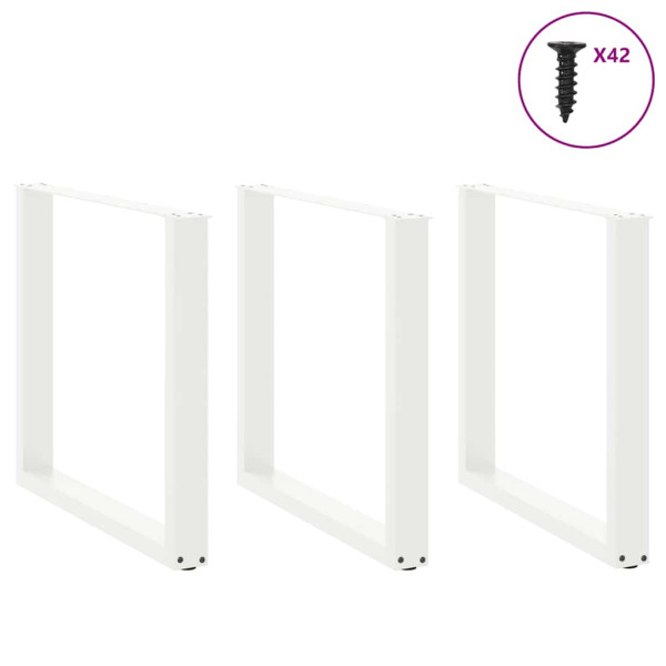 Patas para mesa centro forma U 3 uds blanco 80x(72-73) cm acero M 3