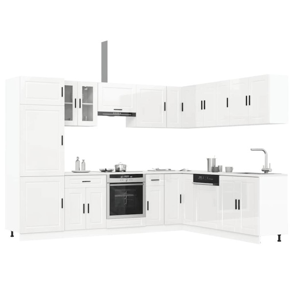 Mueble cocina Porto blanco brillo 14 pzas madera contrachapada D