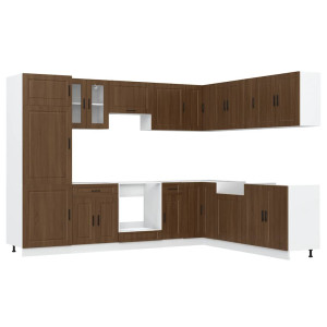 Mueble cocina Porto roble marrón 14 pzas madera contrachapada H