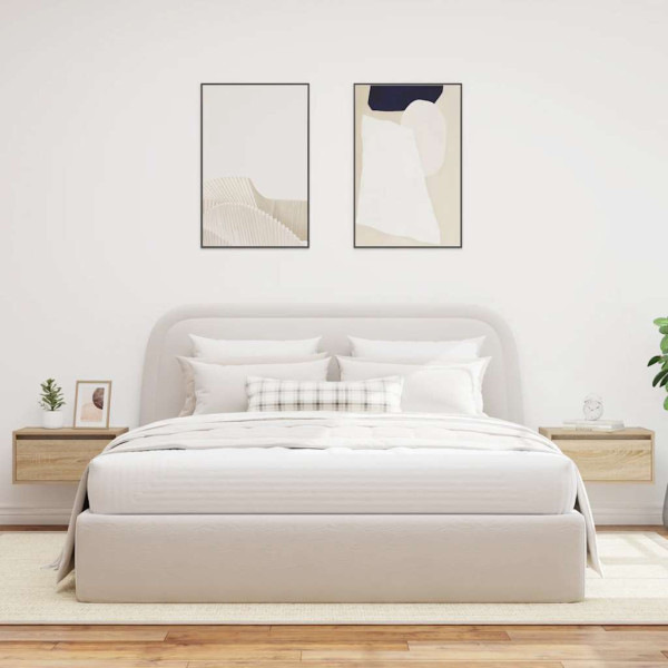 Mesas de cabeceira de parede com luzes LED 2pcs carvalho sonoma M 4