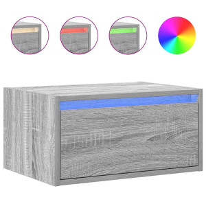 Mesita de noche de pared con luces LED gris Sonoma H