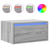 Mesa de cabeceira de parede com luzes LED cinzento sonoma 2