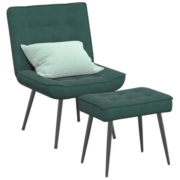 Sillón de relax con reposapiés terciopelo verde oscuro D