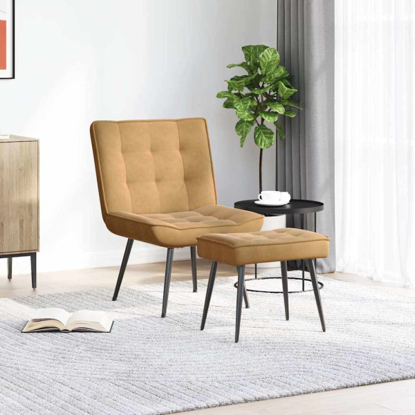 Sillón de relax con reposapiés terciopelo marrón M 3