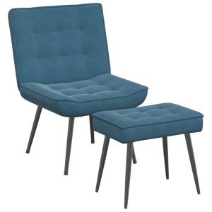 Sillón de relax con reposapiés terciopelo azul H