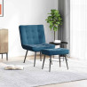 Sillón de relax con reposapiés terciopelo azul 3
