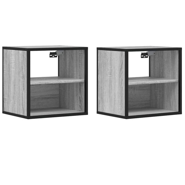 Mesas de cabeceira de parede 2 pcs 40x31x39.5cm cinzento sonoma M 2