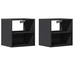 Mesas de cabeceira de parede 2 pcs 40x31x39.5 cm preto H