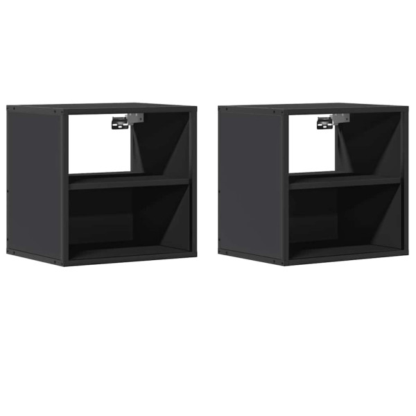 Mesas de cabeceira de parede 2 pcs 40x31x39.5 cm preto M 2