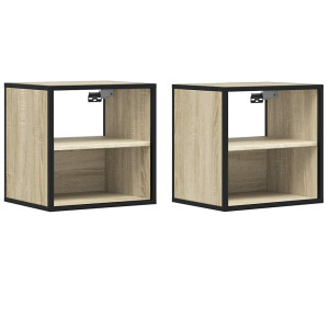 Mesitas de noche de pared 2 unidades roble Sonoma 40x31x39.5 cm H