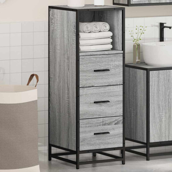 Armario de baño madera contrachapada gris sonoma 35x37.5x100 cm M 4