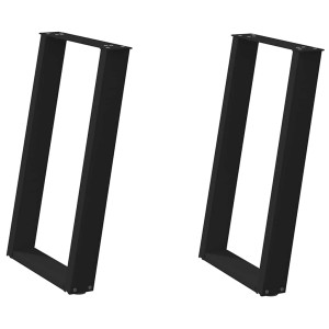 Patas para mesa comedor forma U 2uds acero negro 60x(72-73) cm H
