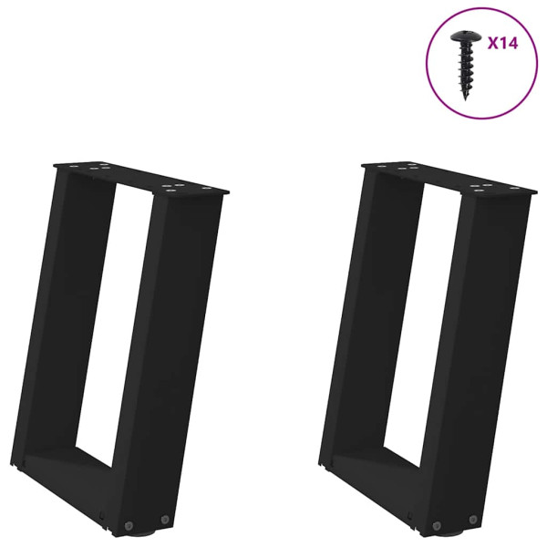 Patas de mesa de centro forma U 2uds acero negro 38x(42-43) cm D