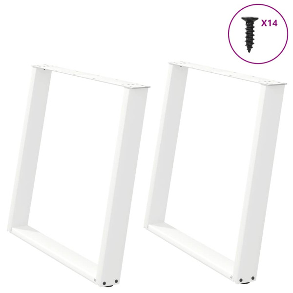 Patas para mesa comedor forma U 2uds acero blanco 100x(72-73)cm D