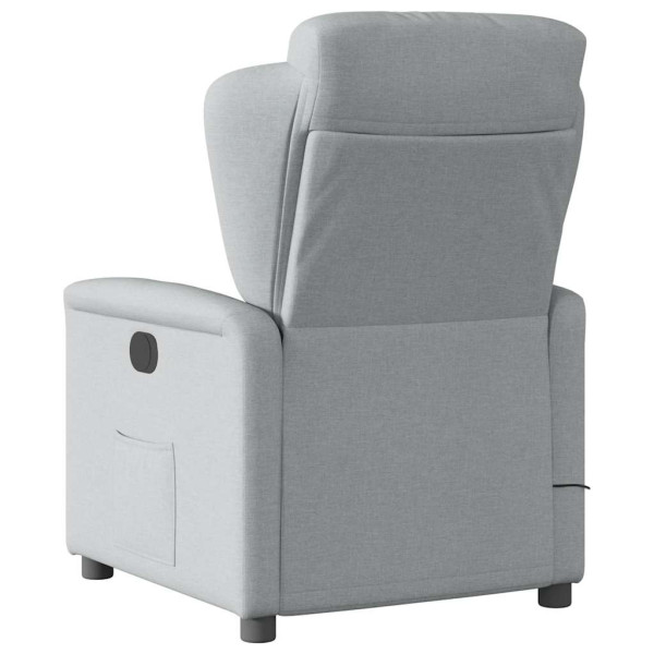 Sillón reclinable de masaje de tela gris claro M 5