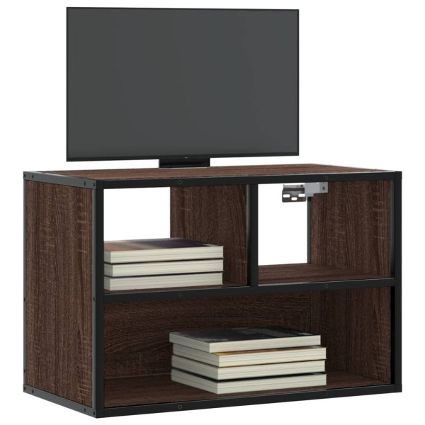 Mueble TV madera ingeniería y metal marrón roble 60x31x39.5 cm D