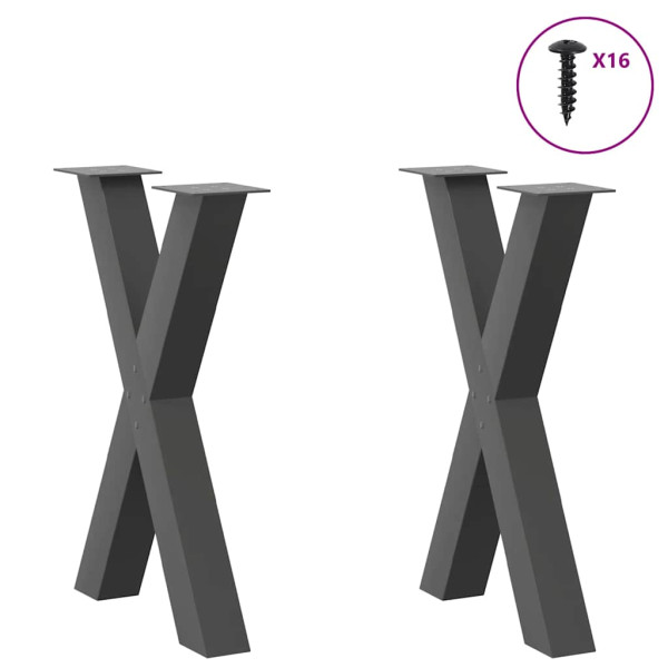 Pés para mesa de jantar em formato de X. 2 peças. antracite. 60x(72-73) cm. aço M 3