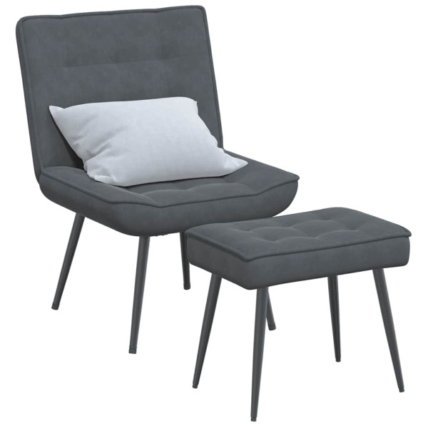 Sillón de relax con reposapiés terciopelo gris oscuro D