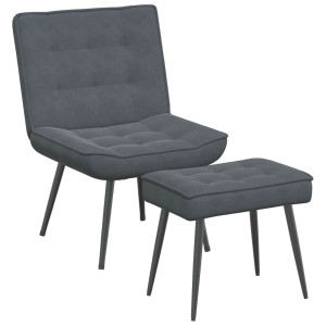 Sillón de relax con reposapiés terciopelo gris oscuro H