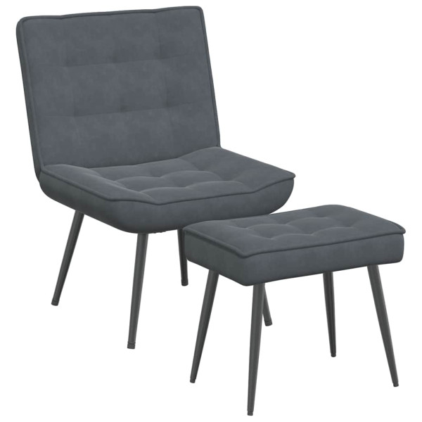 Sillón de relax con reposapiés terciopelo gris oscuro M 2