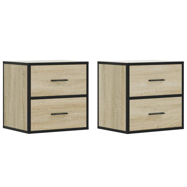 Mesitas de noche de pared 2 unidades roble Sonoma 40x31x39.5 cm M 2