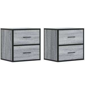 Mesitas de noche de pared 2 unidades gris sonoma 40x31x39.5 cm H