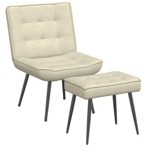 Sillón de relax con taburete terciopelo crema H