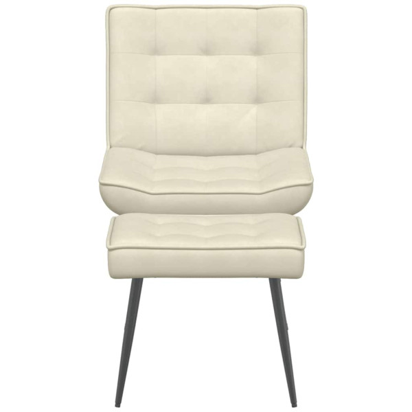 Sillón de relax con taburete terciopelo crema M 4