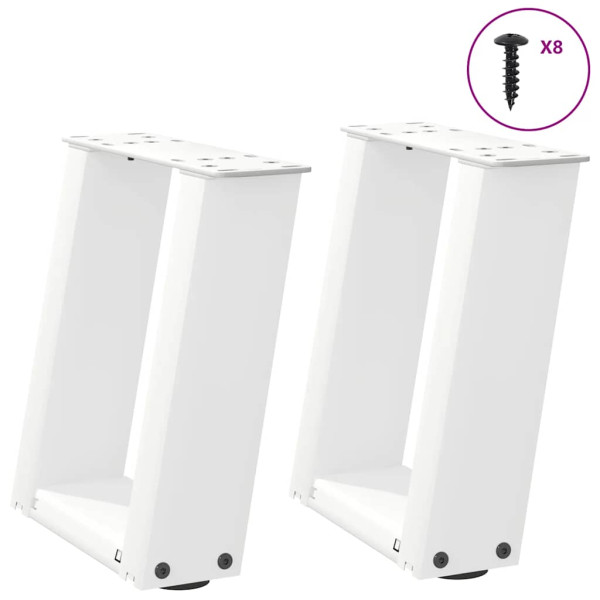 Patas de mesa de centro forma U 2uds acero blanco 30x(30-31) cm D
