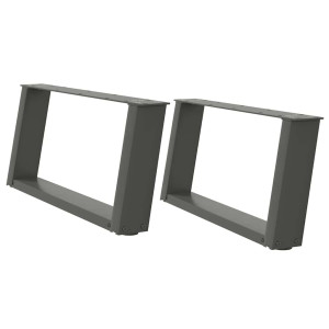 Patas de mesa centro forma U 2uds acero antracita 70x(30-31) cm H