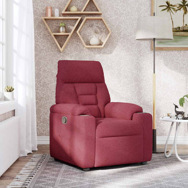 Sillón reclinable de tela rojo tinto M 2
