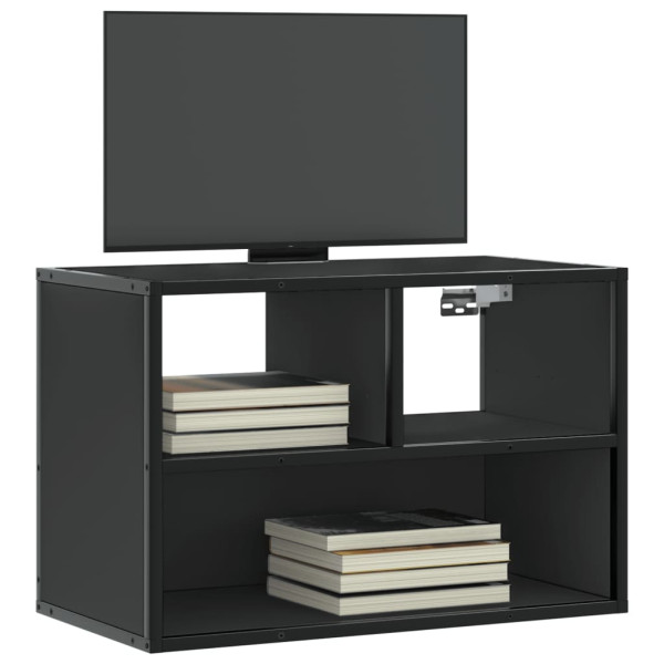 Mueble de TV metal y madera de ingeniería negro 60x31x39.5 cm D