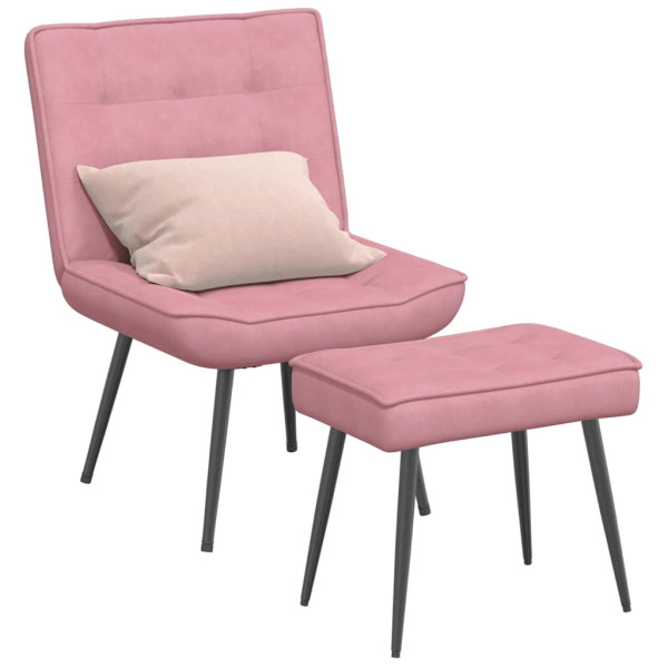 Sillón de relax con reposapiés terciopelo rosa D