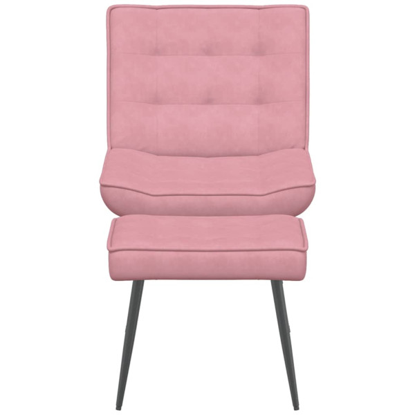 Sillón de relax con reposapiés terciopelo rosa M 4