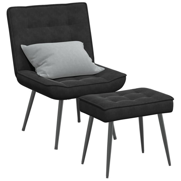 Sillón de relax con reposapiés terciopelo negro D