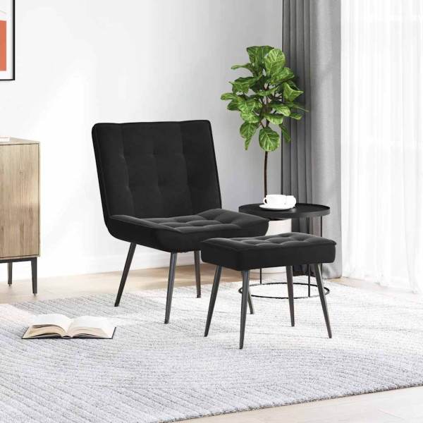 Sillón de relax con reposapiés terciopelo negro M 3