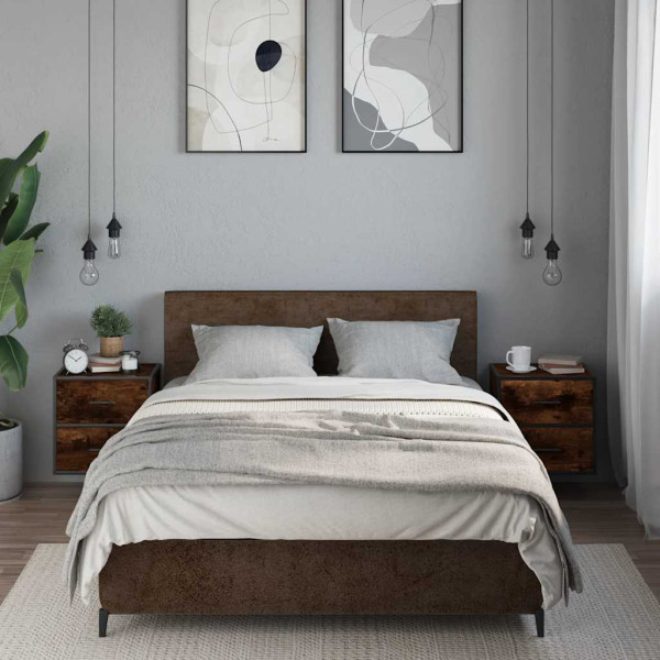 Mesitas de noche pared 2 uds color roble ahumado 40x31x39.5 cm M 3
