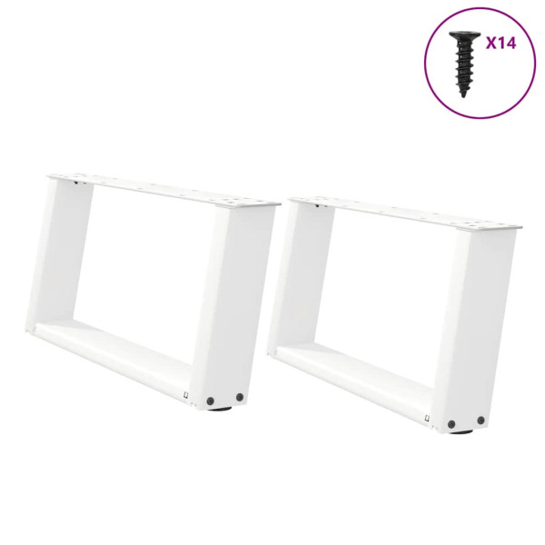 Patas de mesa de centro forma U 2uds acero blanco 70x(30-31) cm D