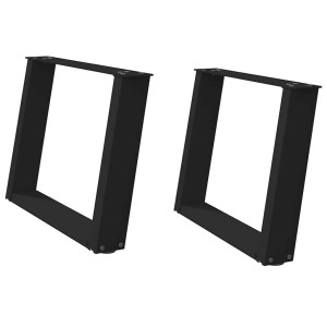 Patas de mesa de centro forma U 2uds acero negro 70x(42-43) cm H
