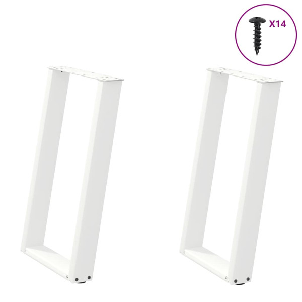 Patas para mesa comedor forma U 2uds acero blanco 50x(72-73) cm D
