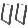 Pés para mesa de jantar em formato de U. 2 peças. antracite. 80x(72-73) cm. aço 2