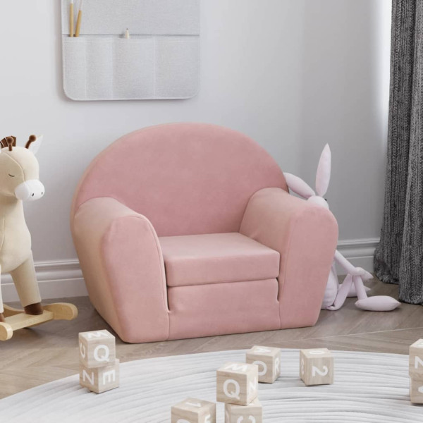 Sofá cama para niños felpa suave rosa D