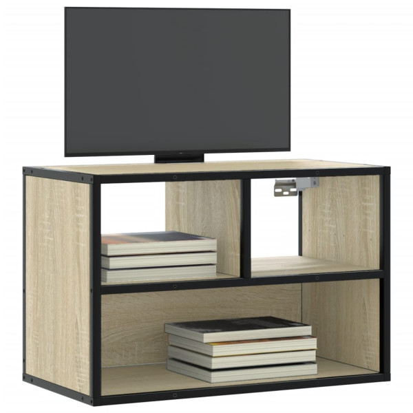 Mueble TV madera ingeniería y metal roble Sonoma 60x31x39.5 cm D